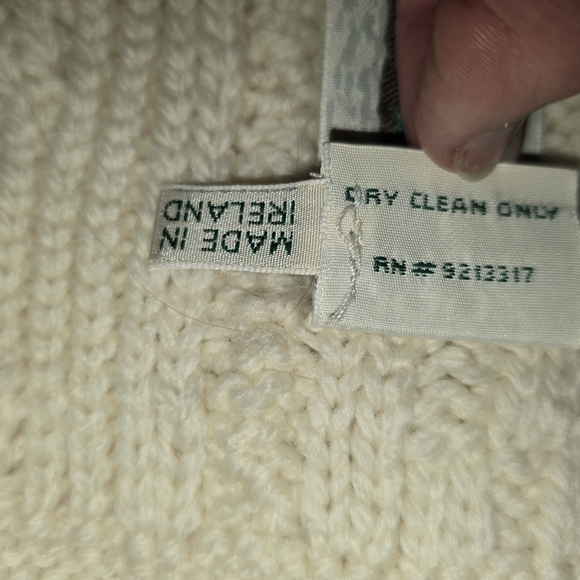 Aran Crafts Merino Wool Cream Cable Knit Scarf Fisherman Style Made In Ireland - Picture 6 of 6